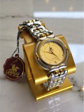 Giovani Polo Club Silver Goldtone Women’s Watch New Battery Works Mint 32mm